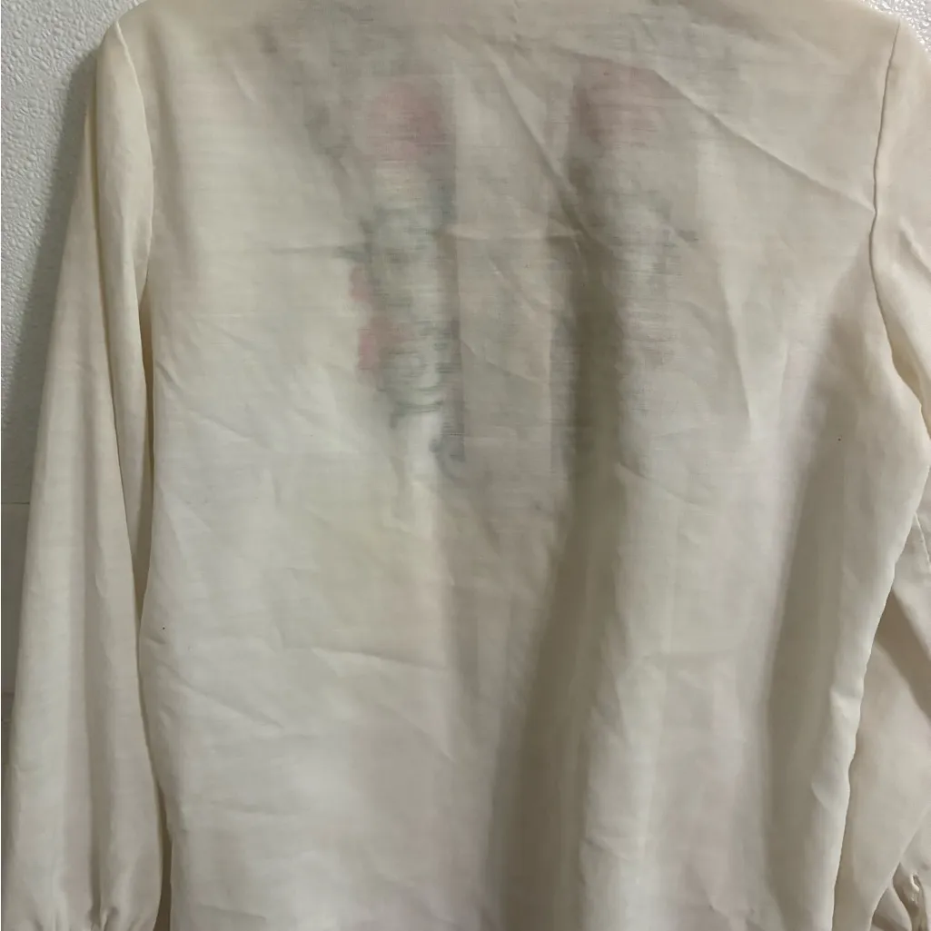 Vintage Lily Hand Embroidered Shirt Made In SHANGHAI China Floral Size M White Size M - Image 5