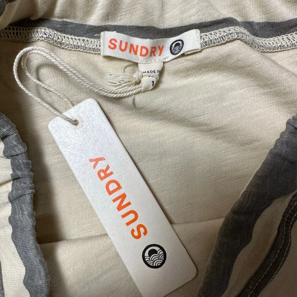 Sundry Gray and Cream Striped Skirt - Image 3