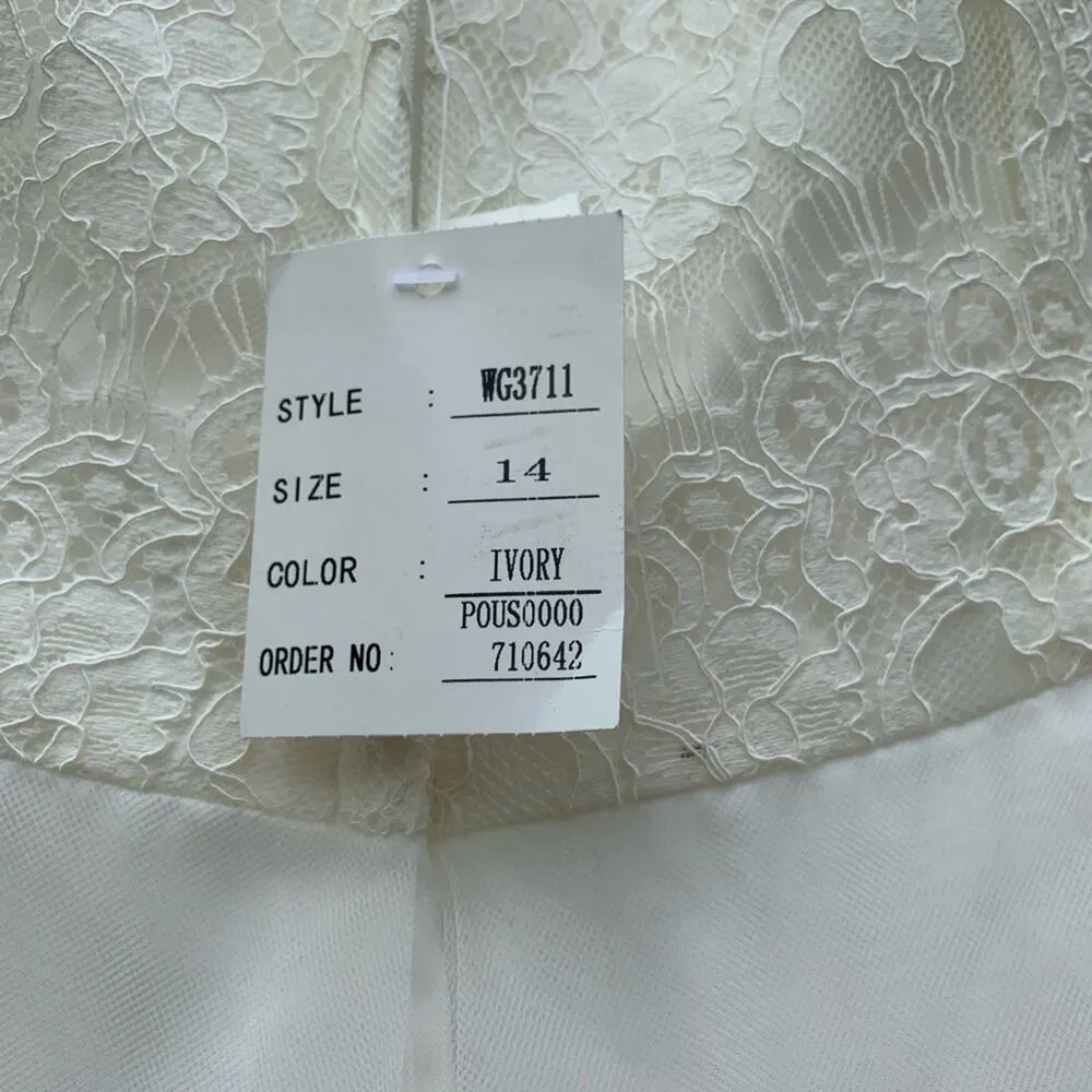 David's Bridal Illusion Lace Tank Wedding Dress Size 14 Style WG3711 - Image 7