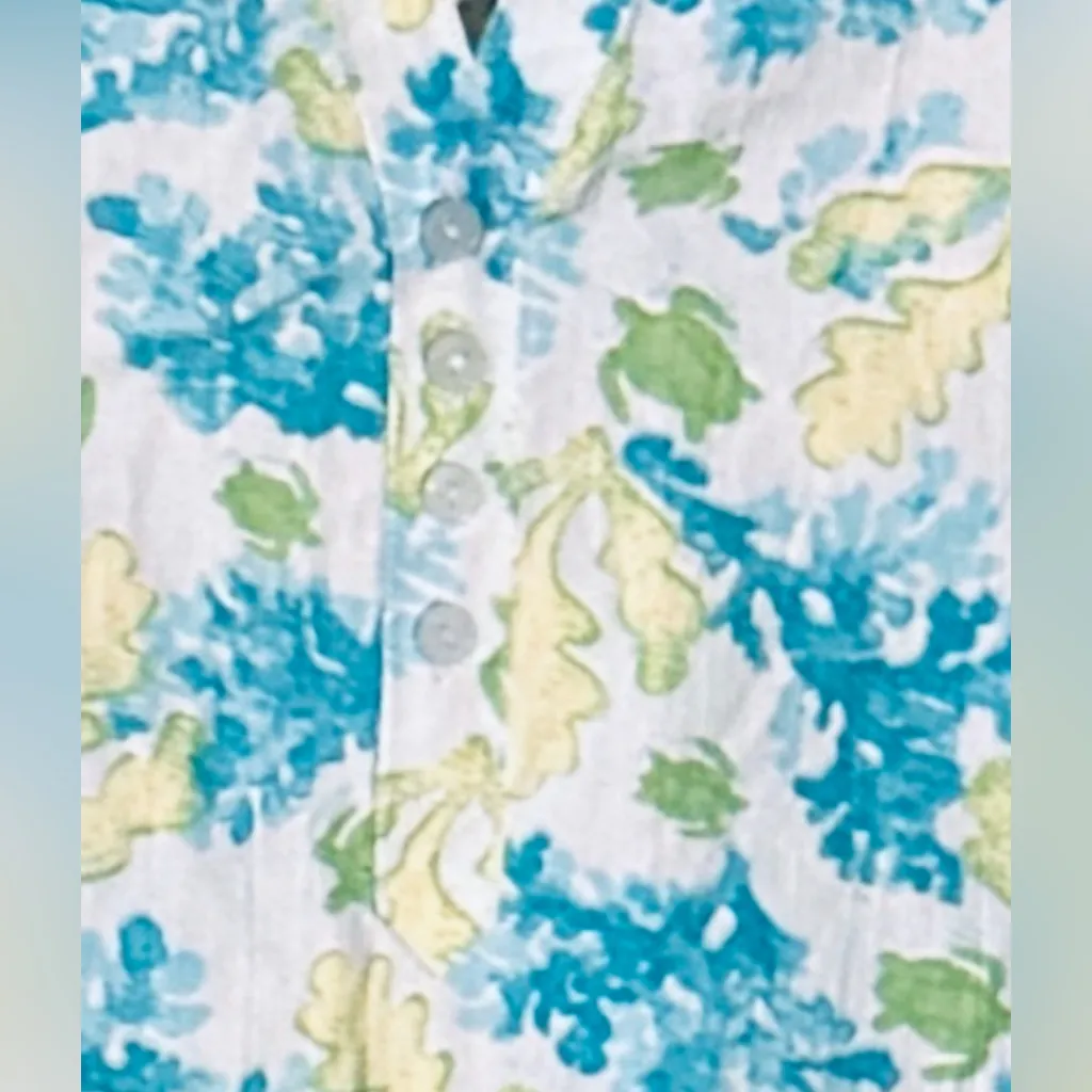 AppleseedsNWOT cotton blousetunic Sea turtles seaweed tropical vacay cruise SzS Blue - Image 9