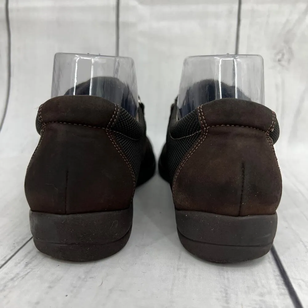 Munro Women's 7 JOLIET Brown Fabric Suede Leather Sneaker Shoes Cross Strap - Image 6