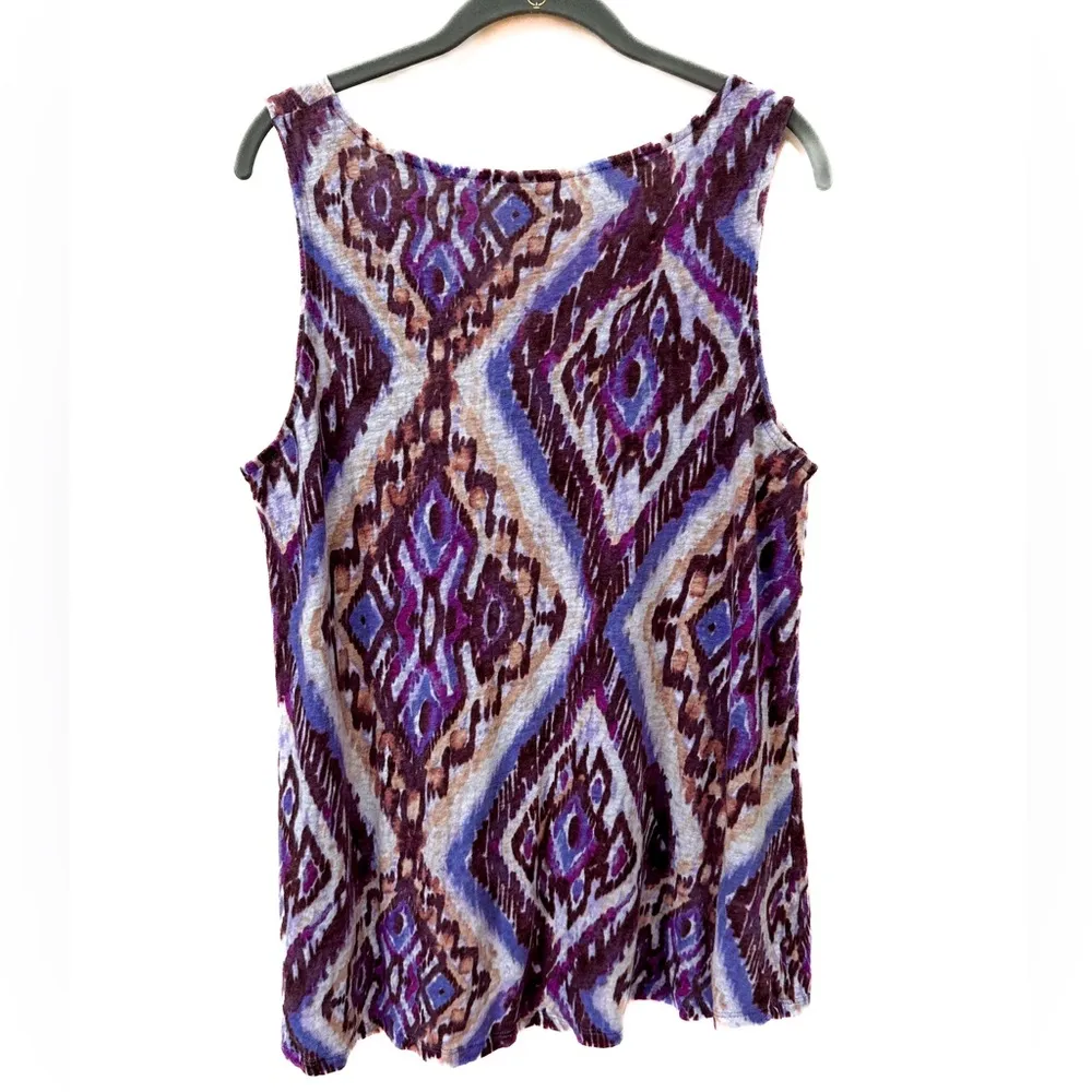 J. Jill 100% Linen Sleeveless Tank, Beautiful Purples, Scoop Neck Purple Size L - Image 2