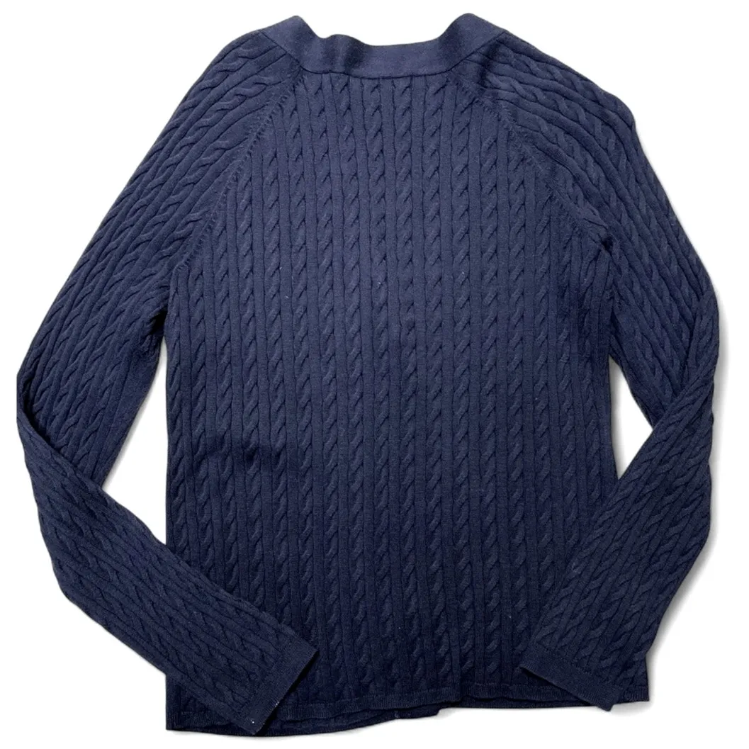 Talbots Navy V-neck Cable Knit Petite Cardigan Sweater LP - Image 2