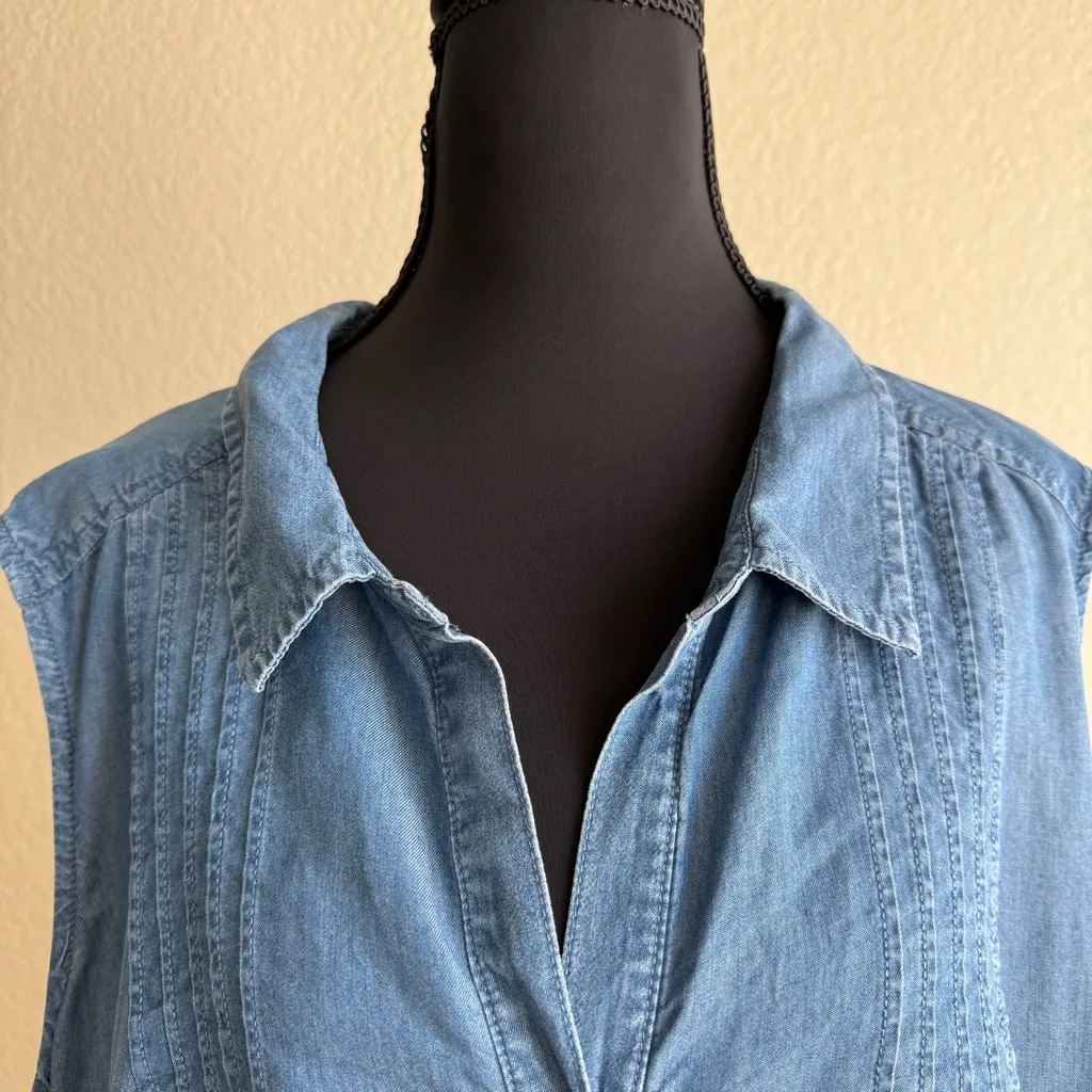 Terra & Sky 4X Blue Chambray Tunic Top Plus Size Lightweight Relaxed Fit Denim - Image 6