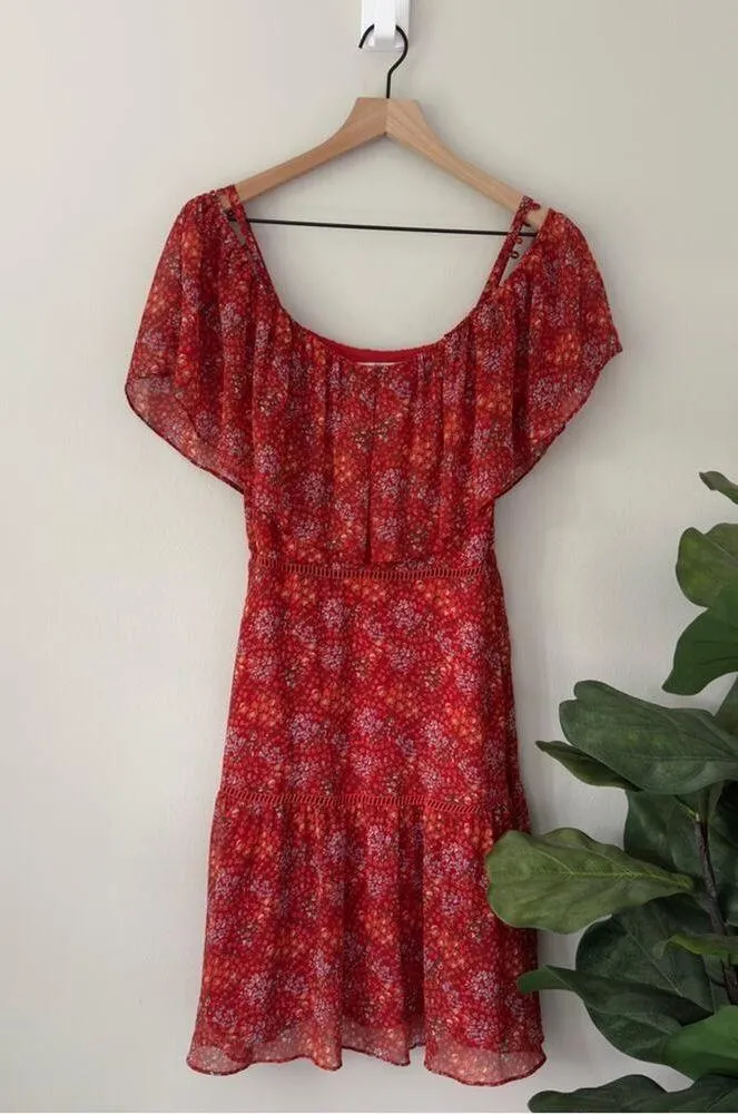 Rebecca Minkoff Lynne Dress Floral Tiered Ruffle Dress Cold Shoulder Cutout Mini - Image 3