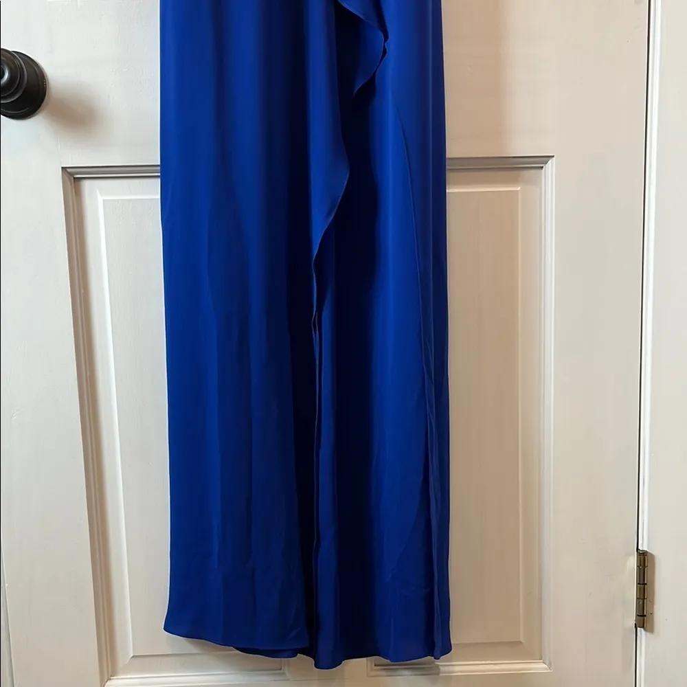 BCBG Maxazria Elegant Cobalt Blue Faux Wrap Maxi Dress w/ Waist Tie - Size 6 - Image 5