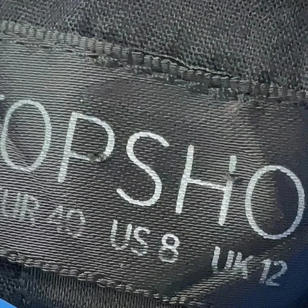 Topshop Black White Gingham Seersucker Sleeveless Skater Dress Size 8 Rockabilly - Image 8