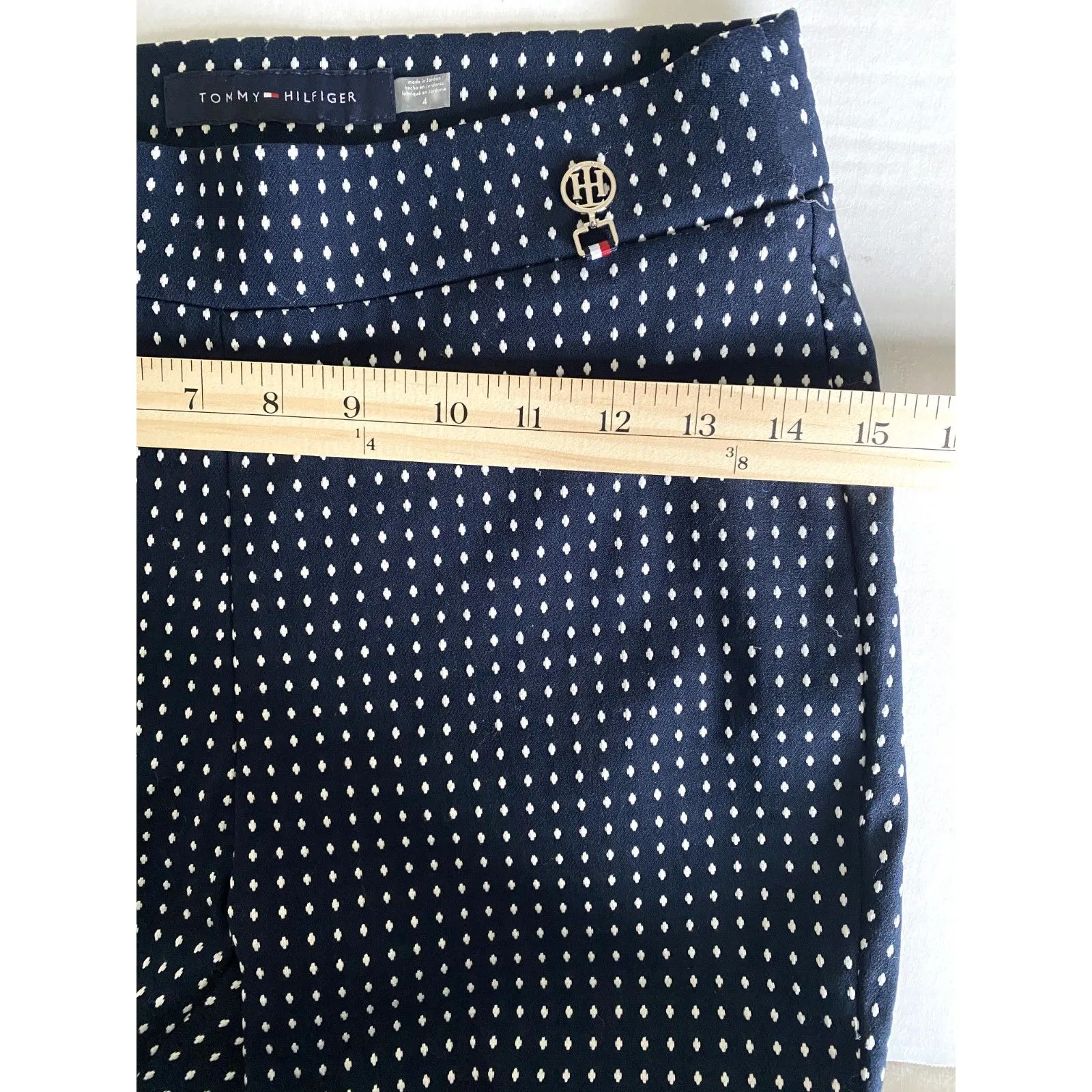 Tommy Hilfiger Blue White Polka Dot Stretch Skinny Pants Rayon Blend Slim Fit 4 - Image 5