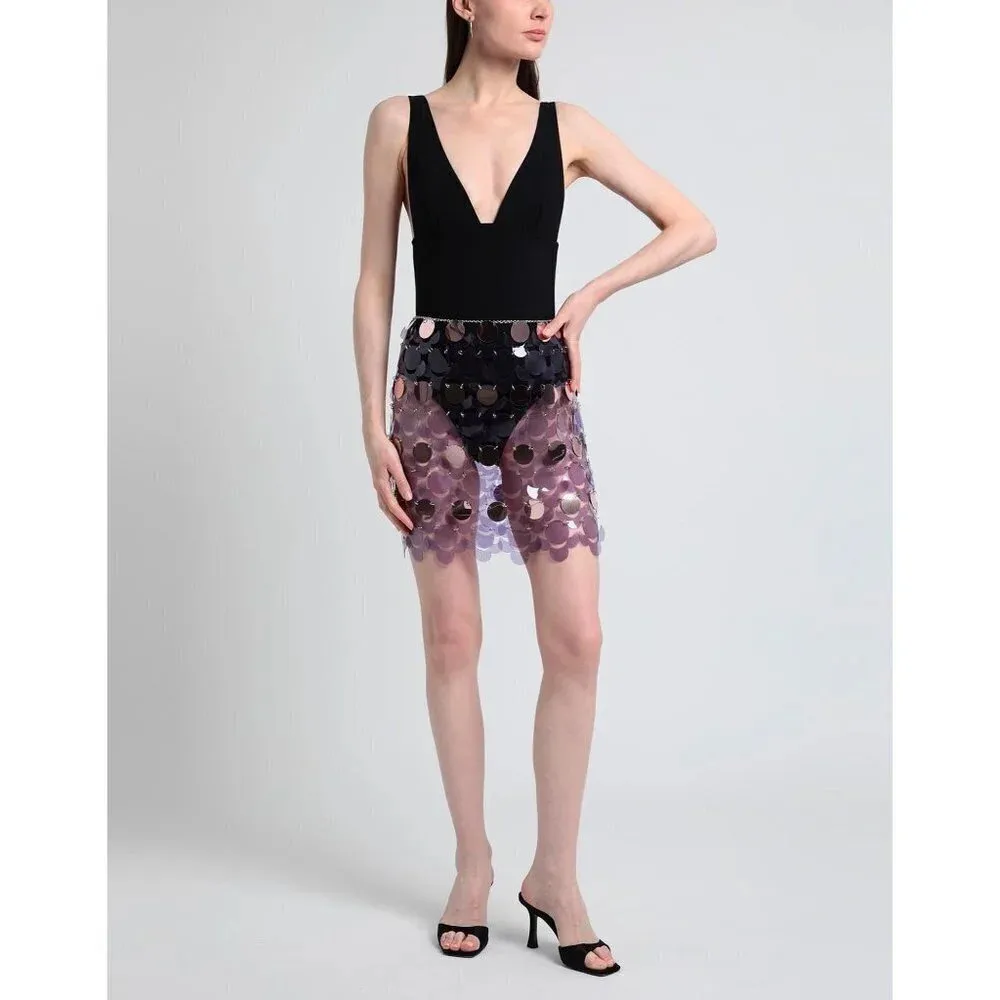 PACO RABANNE Sequin Mini Skirt in Lila 36 3 4 New Rero Disco Beaded Purple Size undefined - Image 15