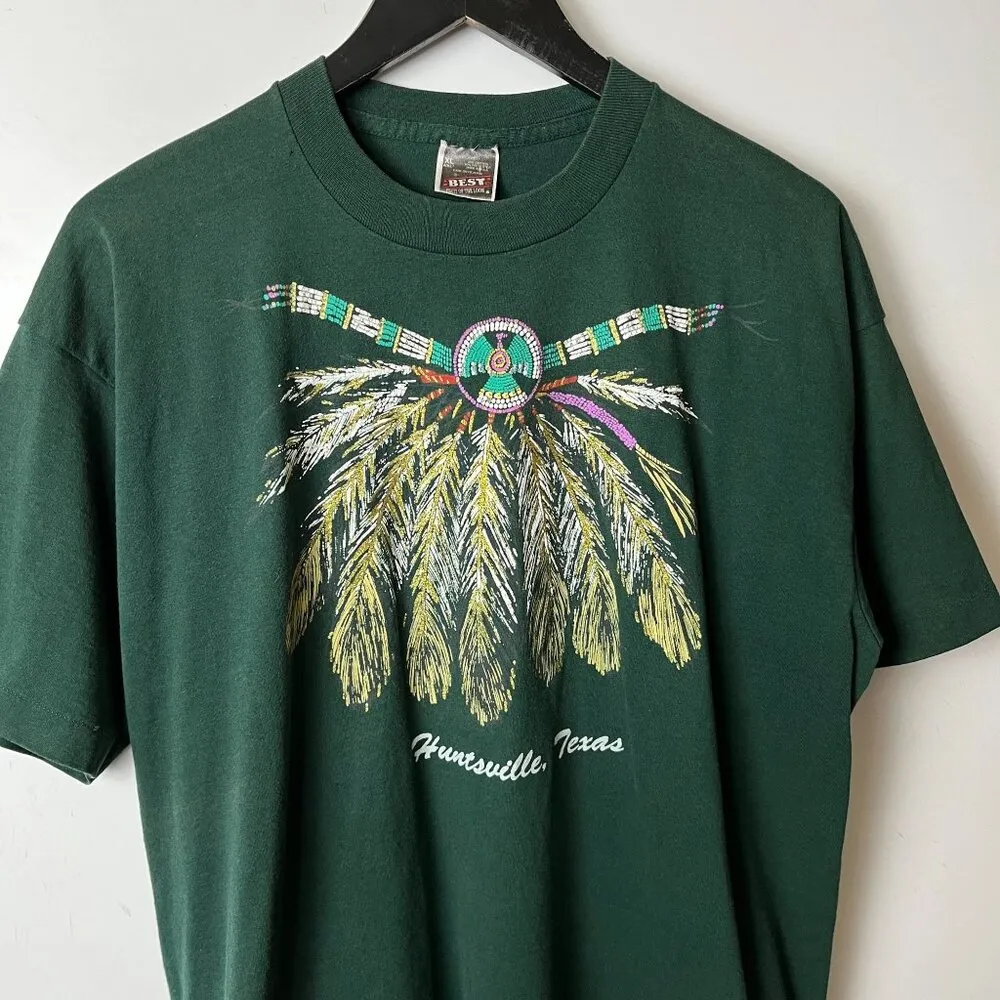 Vintage 90s Huntsville Texas Native Feather Graphic T - Image 12