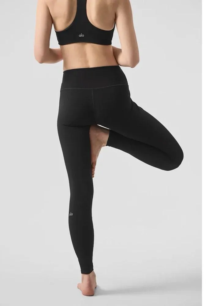 alo Yoga High Waist Solid Vapor Legging Black Full Length XS Leggings - Image 3