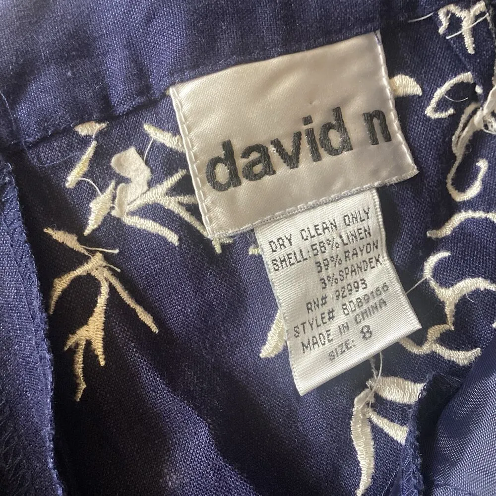 David N Linen Blend Pants Blue Size 8 - Image 3