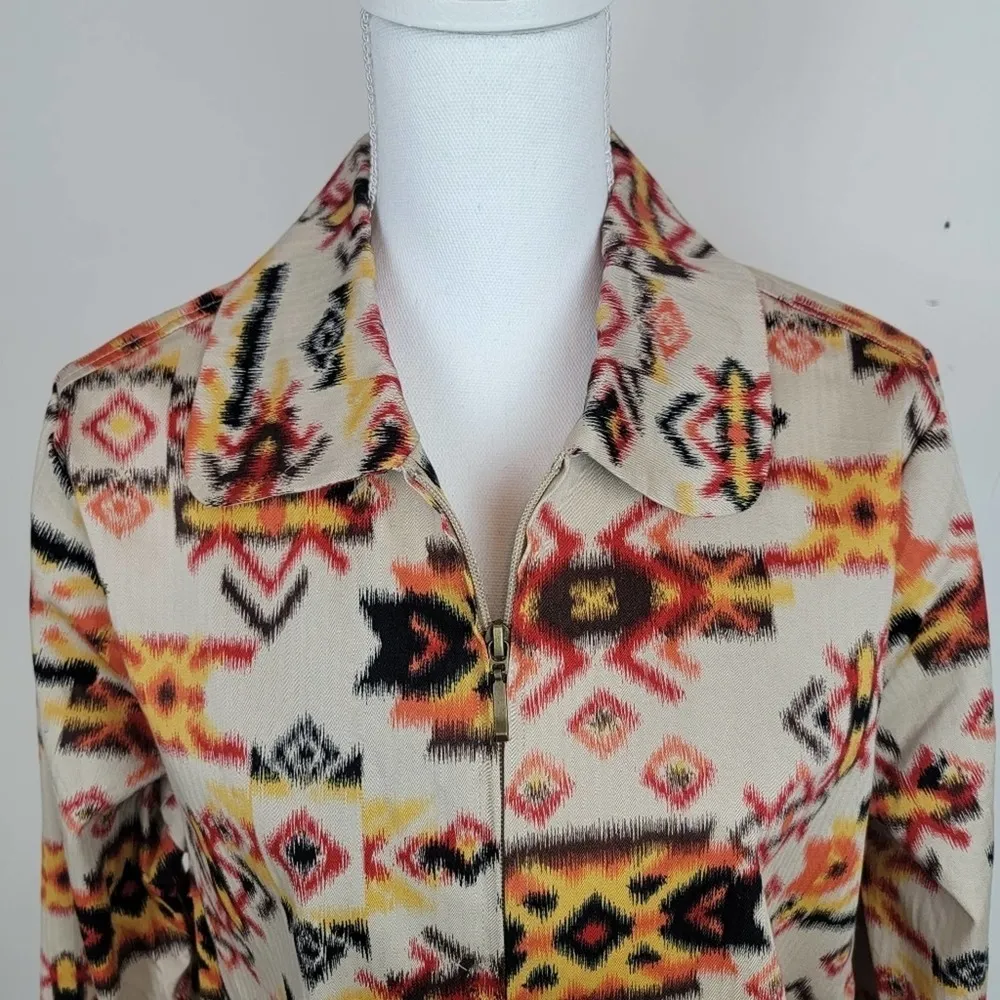 Breckenridge Aztec Print woman’s plus khaki red painted desert Jacket Size 1X - Image 4