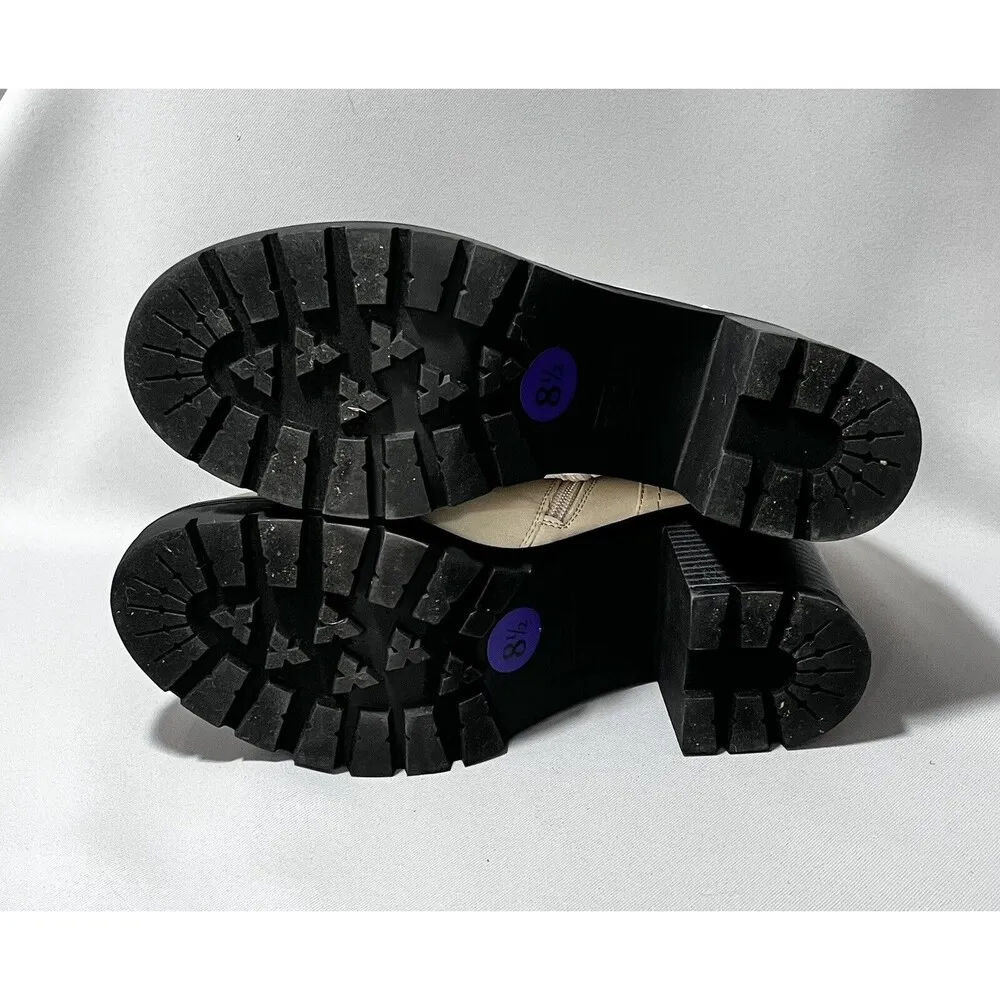 Espirit Leather Blend Chunky Zip Lace Up Boots Faux Fur Trim Sz 8.5 M - Image 6