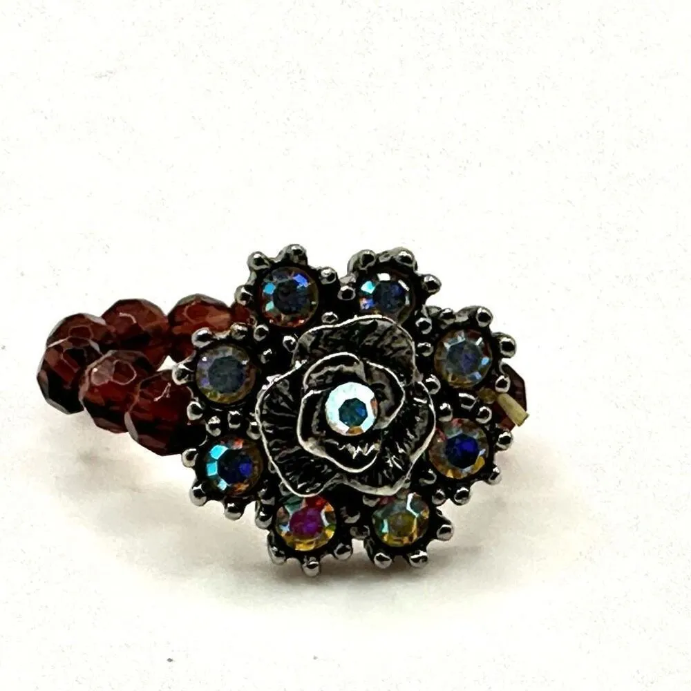 Flower rhinestone beaded ring - Image 6