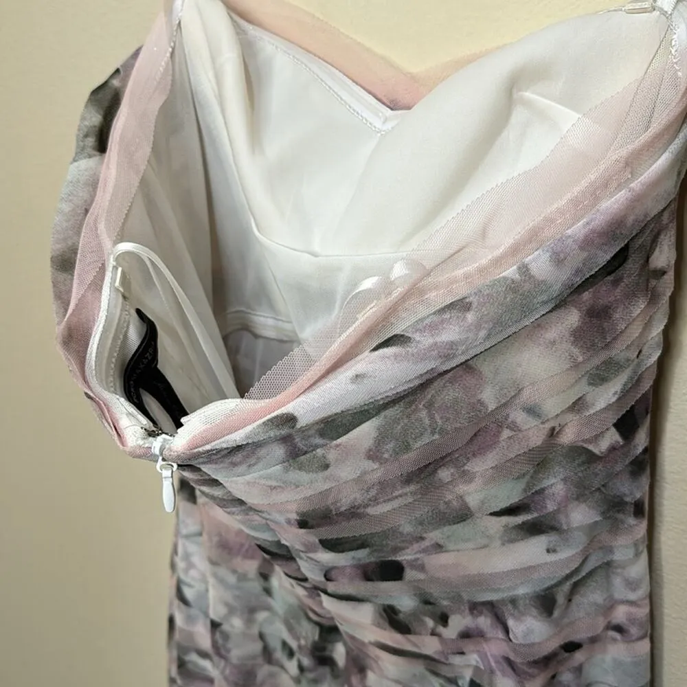 BCBGMaxazria Erika Tulle Tiered Strapless Gown - Watercolor Agate Size S - Image 7