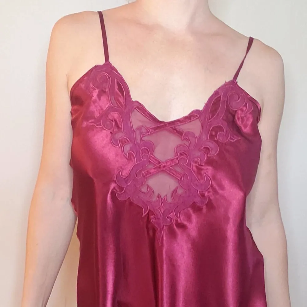 Vintage Sexy Red Chemise Valentine Lingerie Dress Lace Ruffles Medium - Image 3