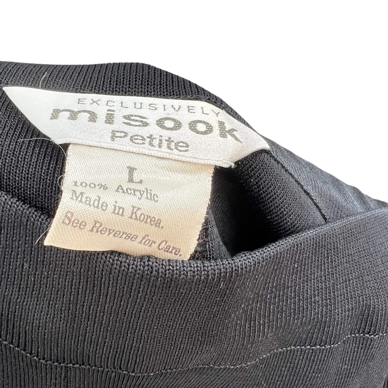 Exclusively Misook Knit Pants Pull-On Straight Leg Black Size Large Petite - Image 9