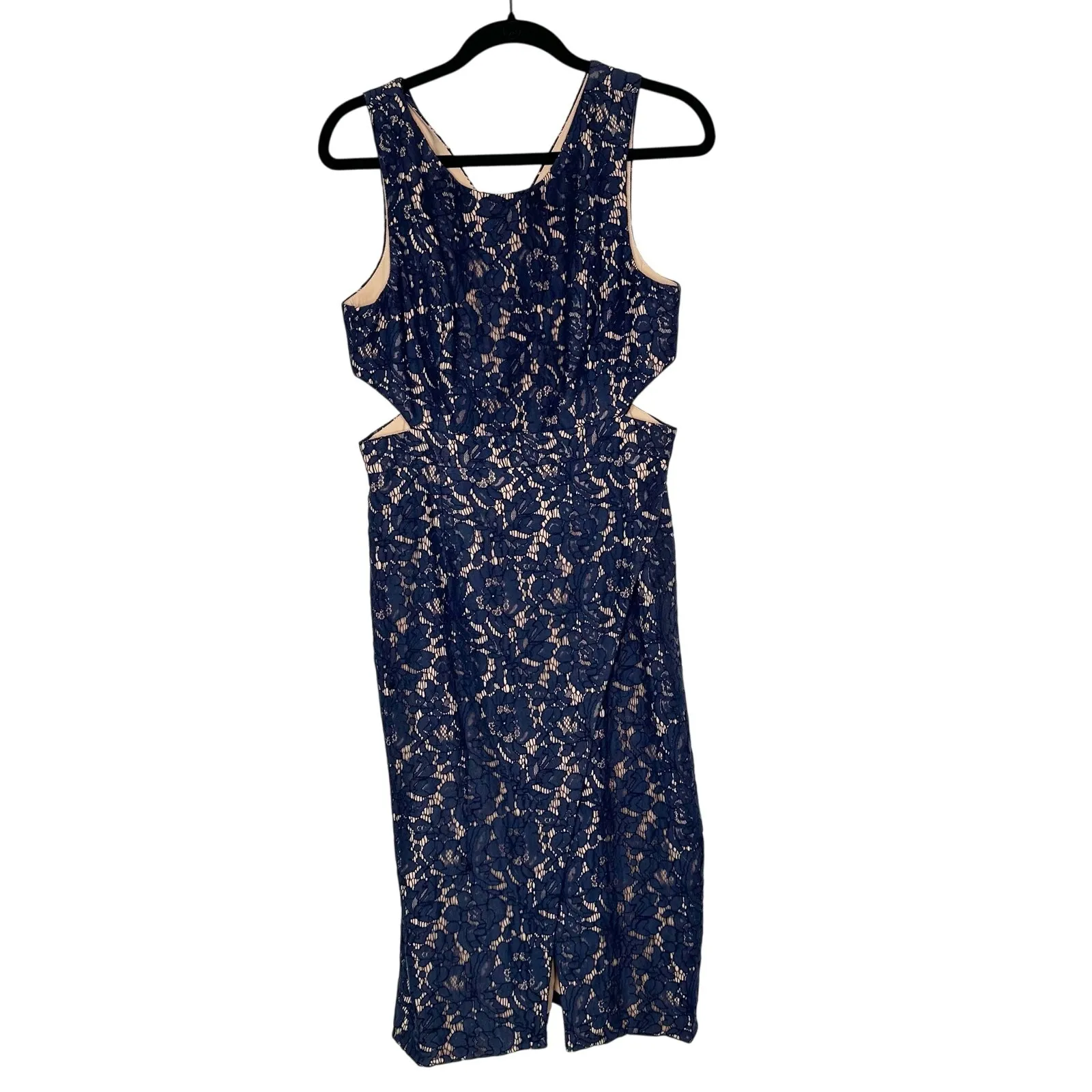 Fame & Partners Embroidered Cut Out Midi Dress Women's Blue Size 10 - Image 2