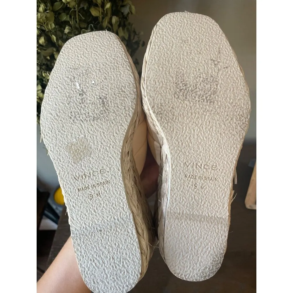 VINCE Gilian Woven Leather Espadrille Wedge Sandals White Womens Size 6.5 - Image 10