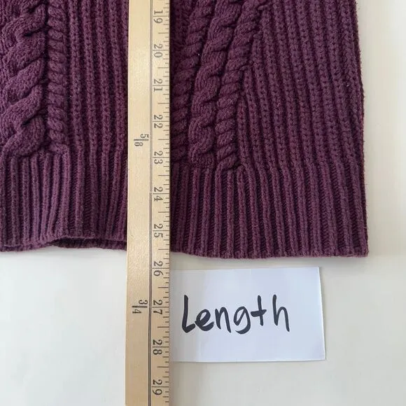 Lululemon Chunky Cable Knit Turtleneck Sweater‎ Burgundy Cozy Pullover Womens 12 Purple - Image 9