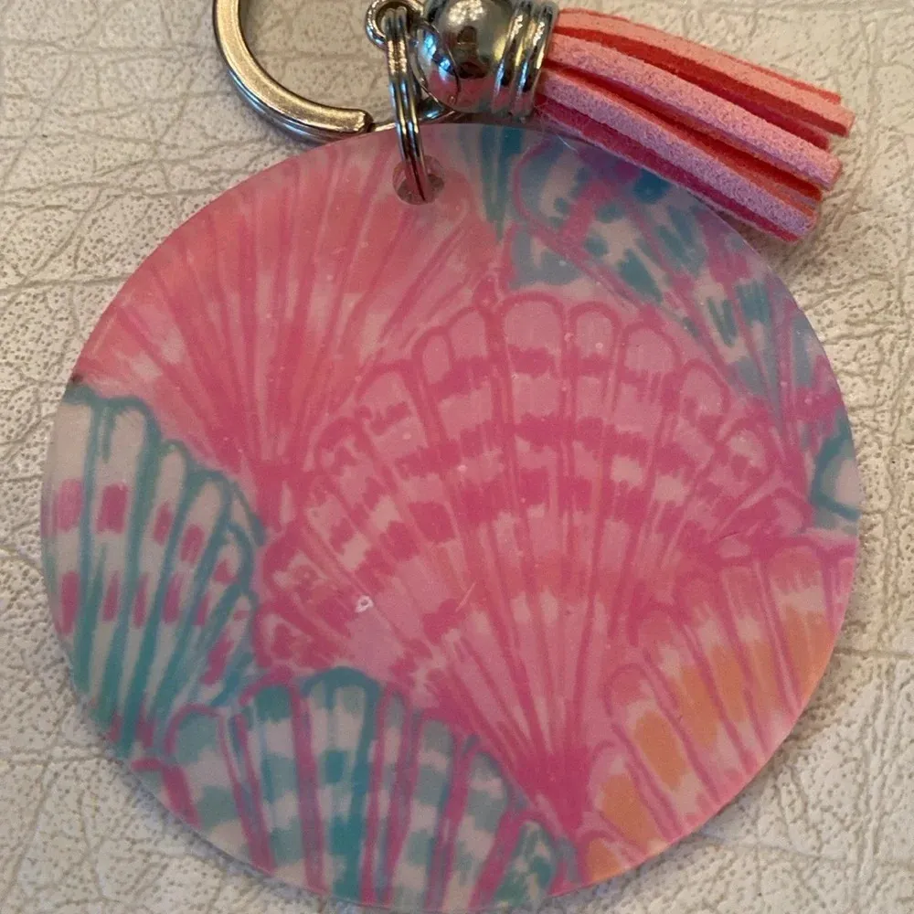 Pink‎ & Blue Sea Shell keychain / bag charm Pink - Image 2