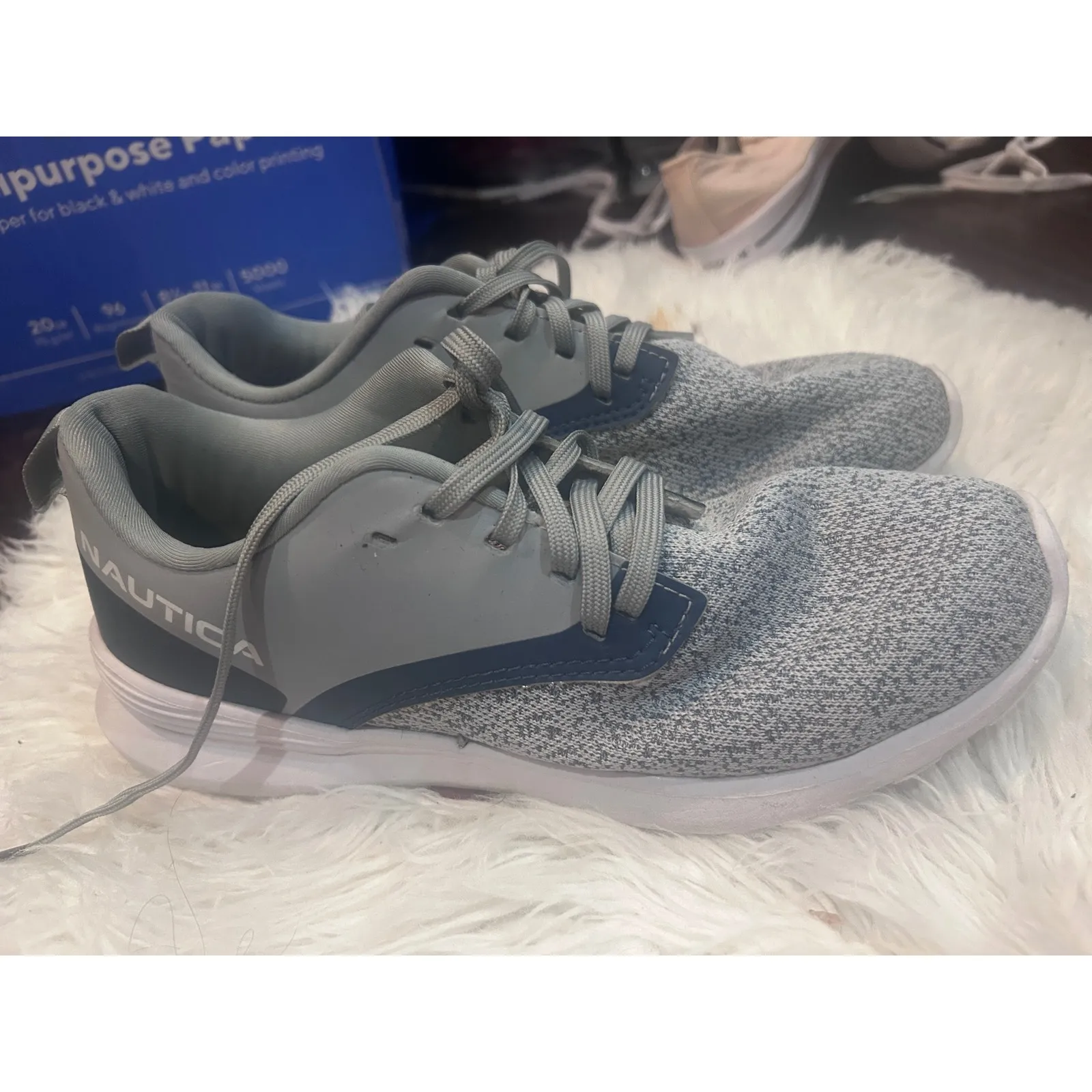 🤯3/$15 Nautica Women Gray Knit Lace Up Athletic Sneakers Shoes Size 9.5 - Image 4