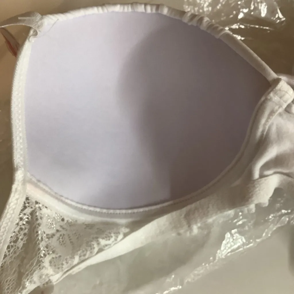 Massam Size Large White Lace Trim Underwire Bra Made in Brazil New with Tag - Image 5