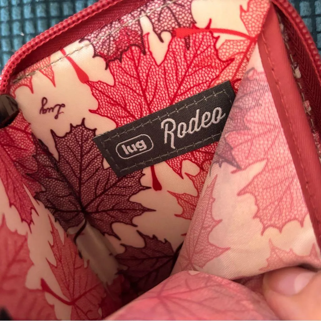 Lug Rodeo Legacy Zip A Round Dark Red Wristlet Wallet Quilted Logo Pockets ID - Image 4