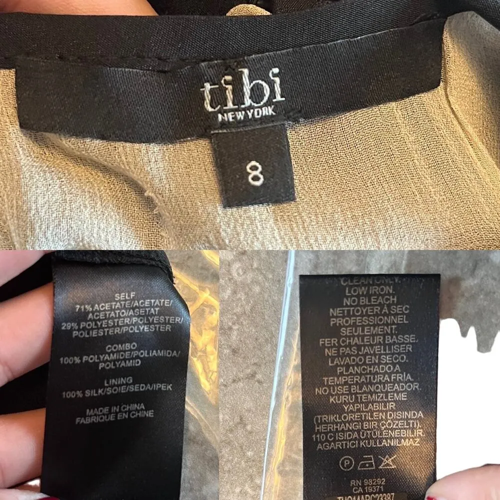 TIBI Arden Jumpsuit Black Sheer Lace Sleeveless Pockets Cocktail Pleated 8 EUC - Image 5