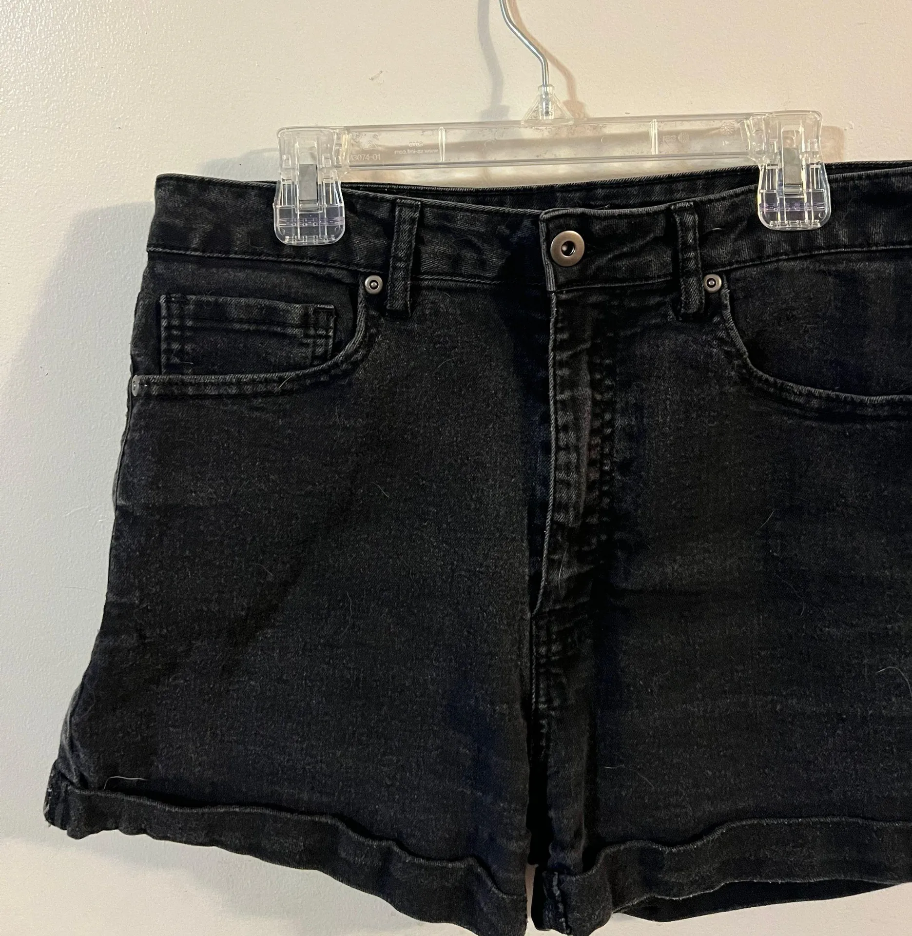 High-Waisted Black Denim Shorts - Image 2