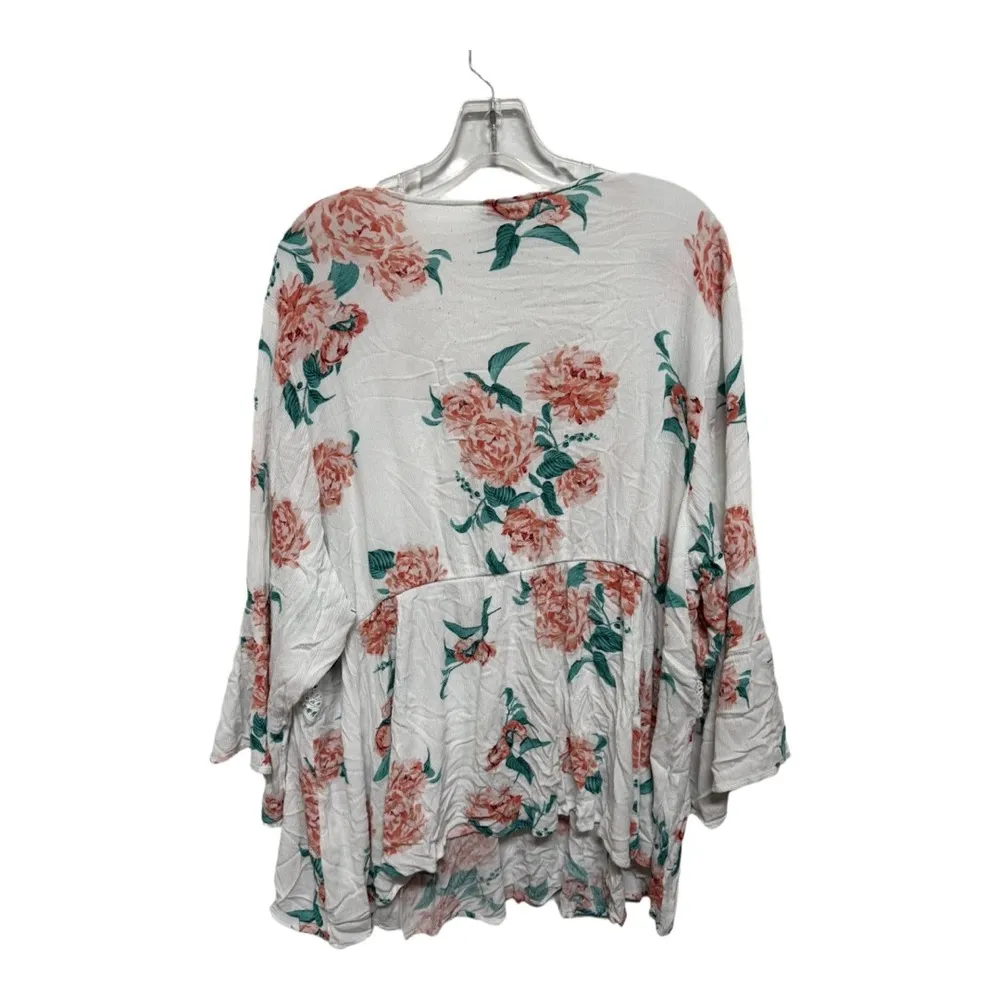 Torrid Babydoll Gauze Floral Crochet Trim Lace-Up Top Womens Size 5X V-Neck - Image 4