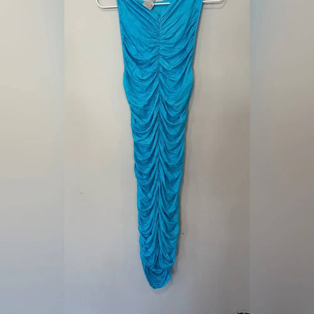 HANNE BLOCH BRIGH BLUE SMOCK RUSHED MISI DRESS SIZE MEDIUM 1751 - Image 7