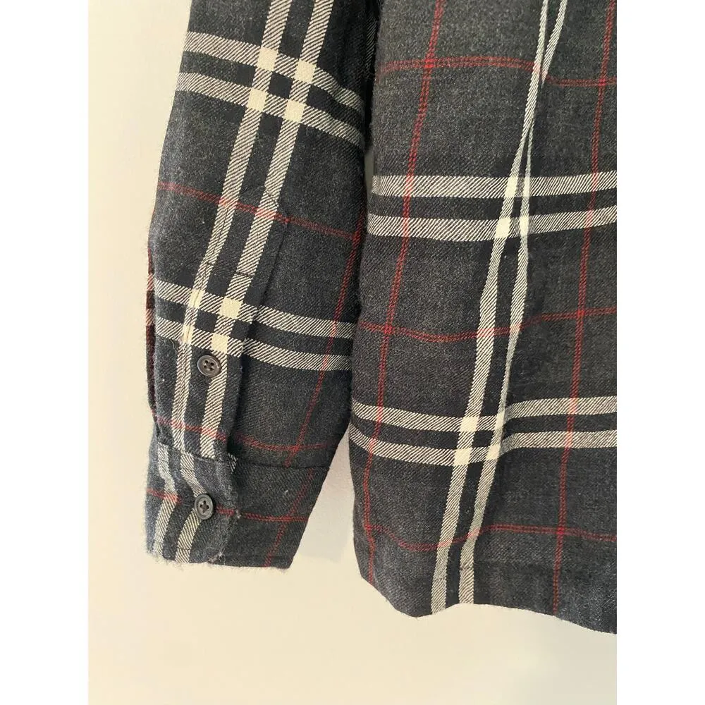RLL Lauren Ralph Lauren Zip Up Plaid Charcoal Gray Black Red White Wool Top PM Size undefined - Image 10