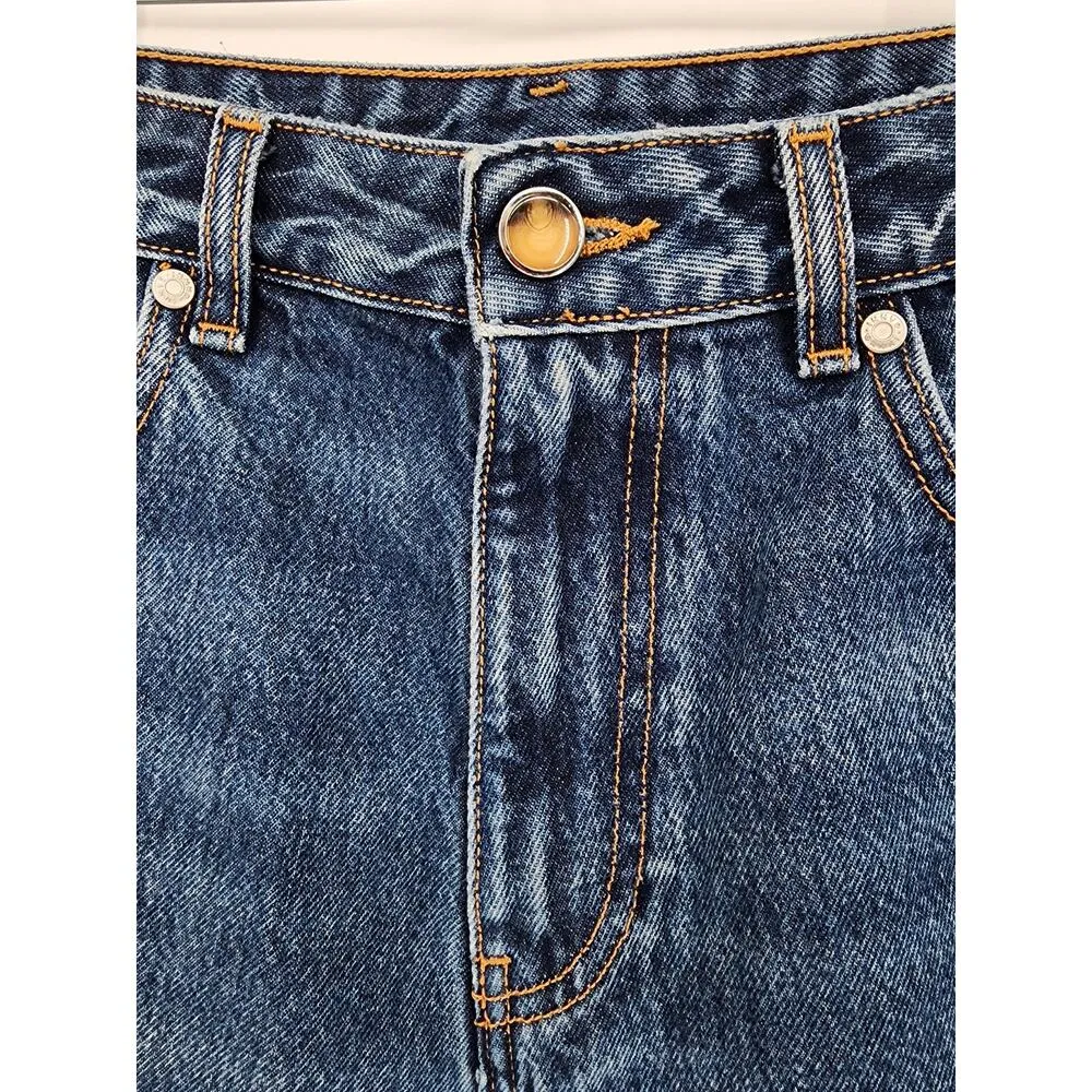 Ganni Dark Indigo Heavy Denim Straight Leg Jeans Women's Size 28 - Image 4