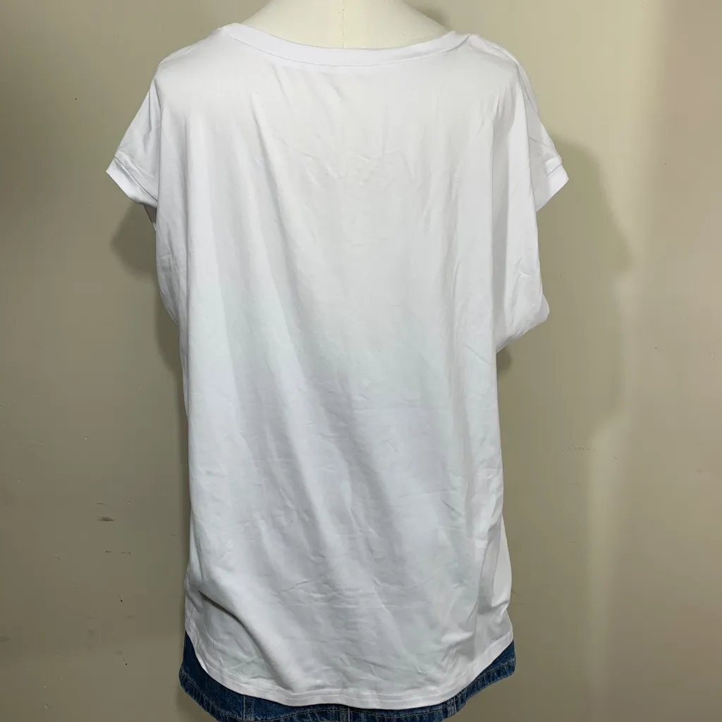 Women’s Plus Size 5XL White Fringe Hem Top Studded Cutout Design Boho Festival S - Image 3