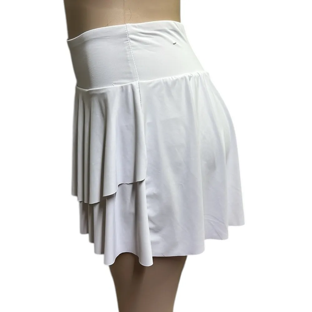 Vital Life White Pull On Tiered Petal Skort with Pockets Shorts Skirt Womens M Size M - Image 6