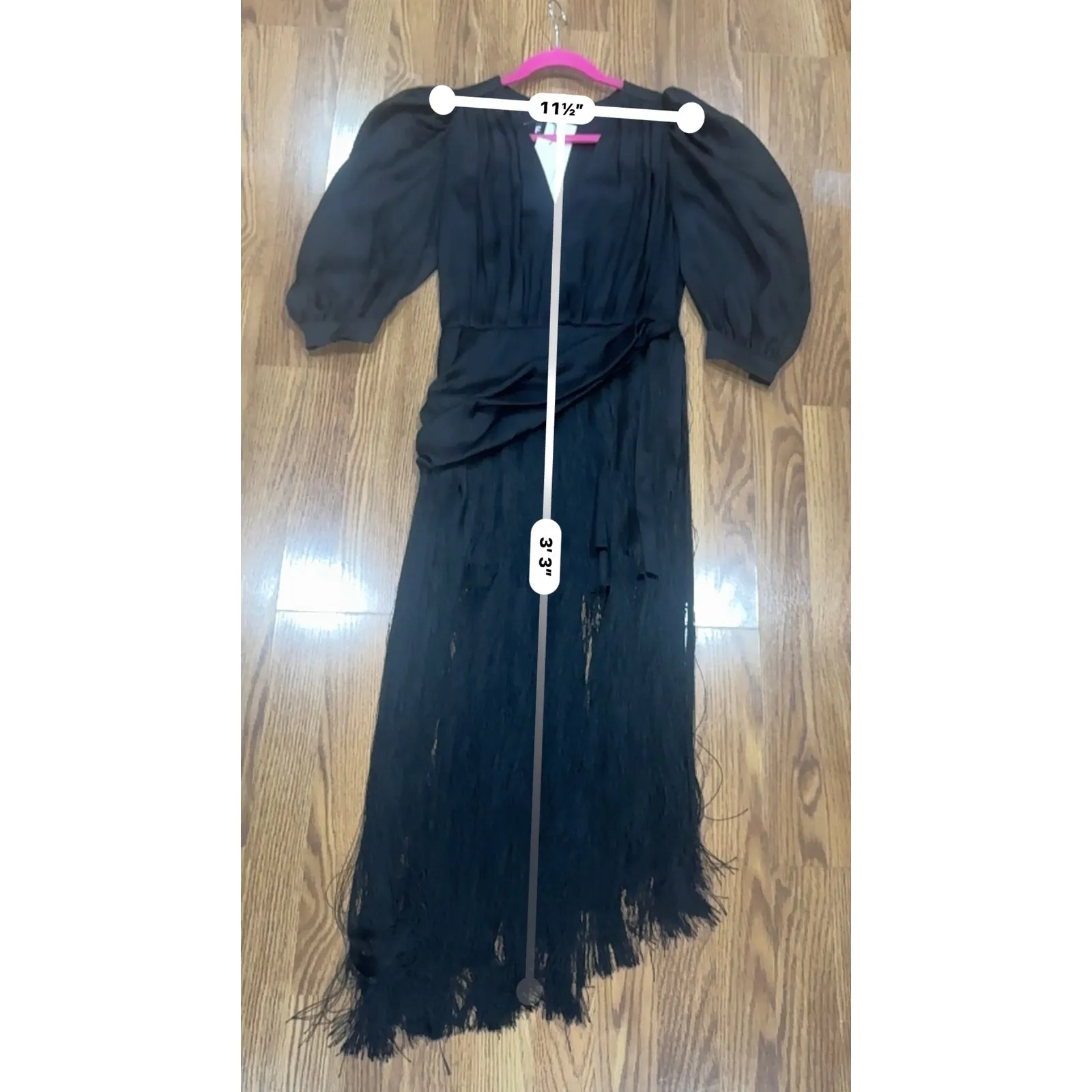 MAGDA BUTRYM Wels Black Asymmetric Layered Fringed Silk - Image 5