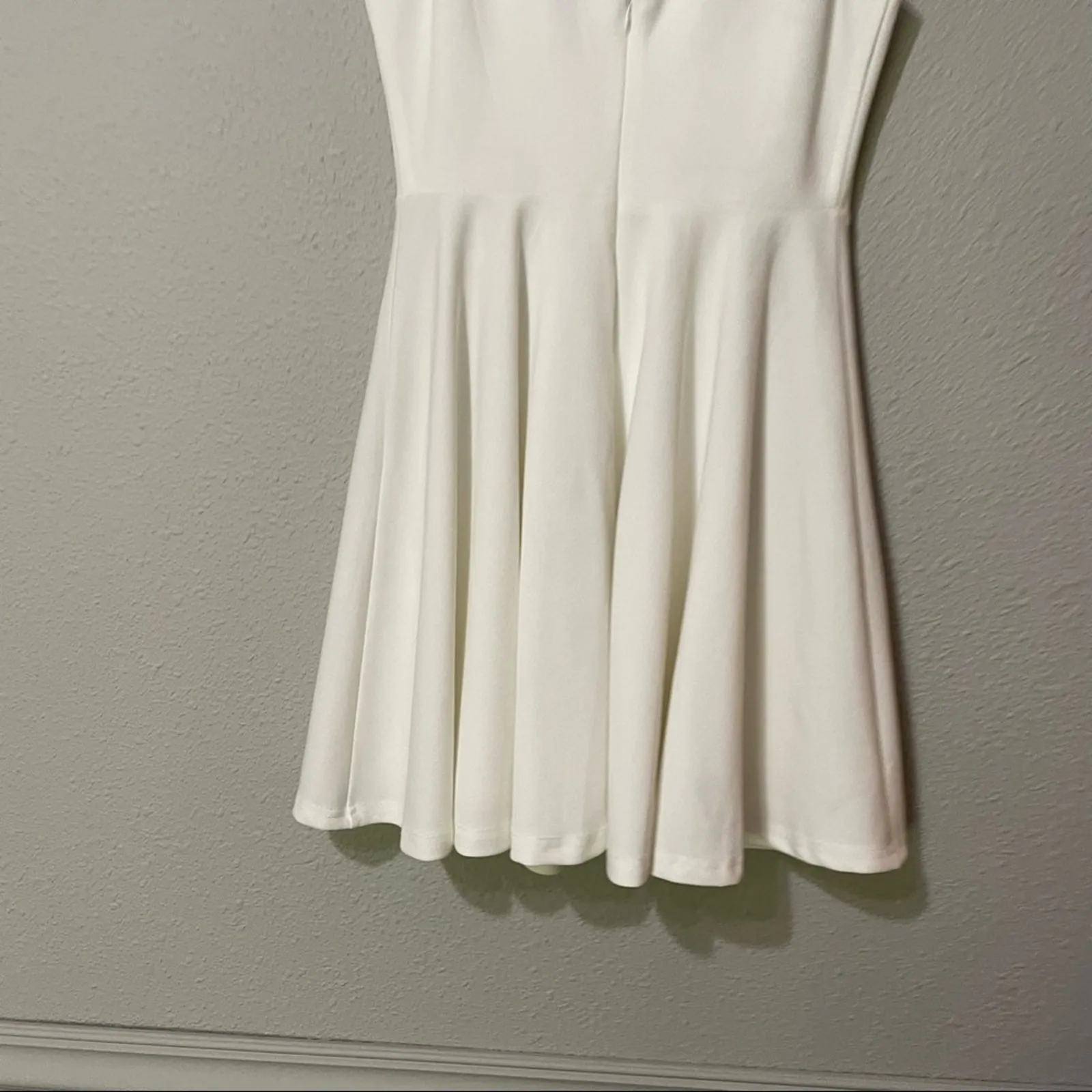 Lulus White V Neck Sleeveless Fit & Flare Mini Dress Womens M Bridal Prom Formal - Image 10