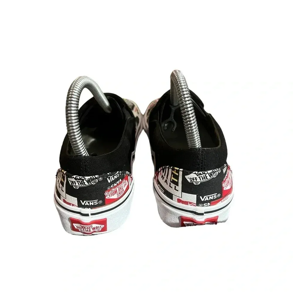 VANS Black All Over Logo Print Classic Slip-Ons Men 5/ Women's 6.5‎ - Image 4