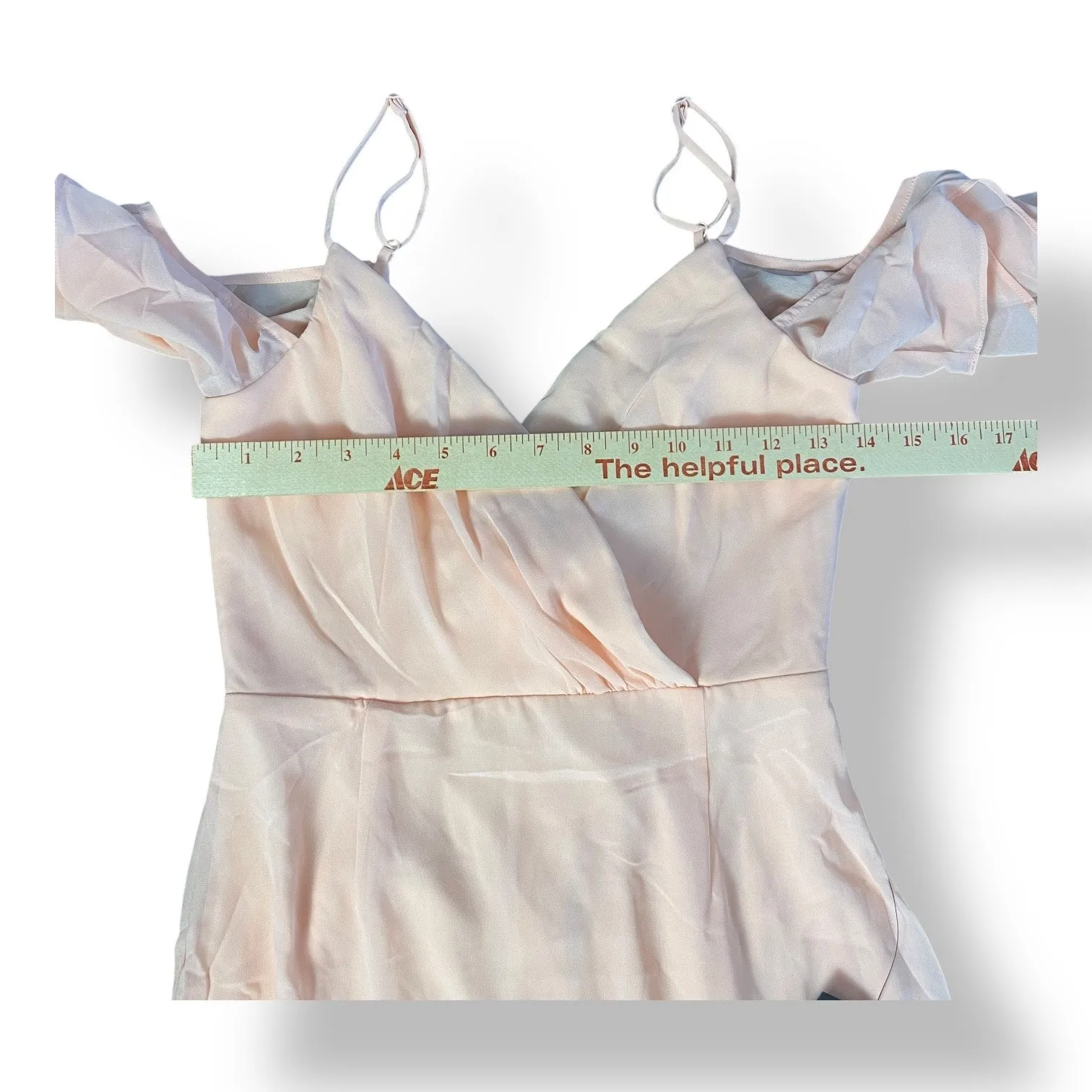 Lulus NWT Brilliant Perfection Blush Pink Cold-Shoulder Tiered Maxi Dress Size S - Image 4