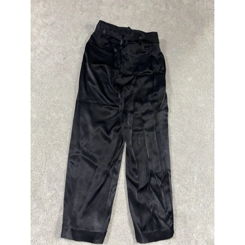 aritzia wilfred satin pants tie‎ belt black size 6 EUC - Image 4