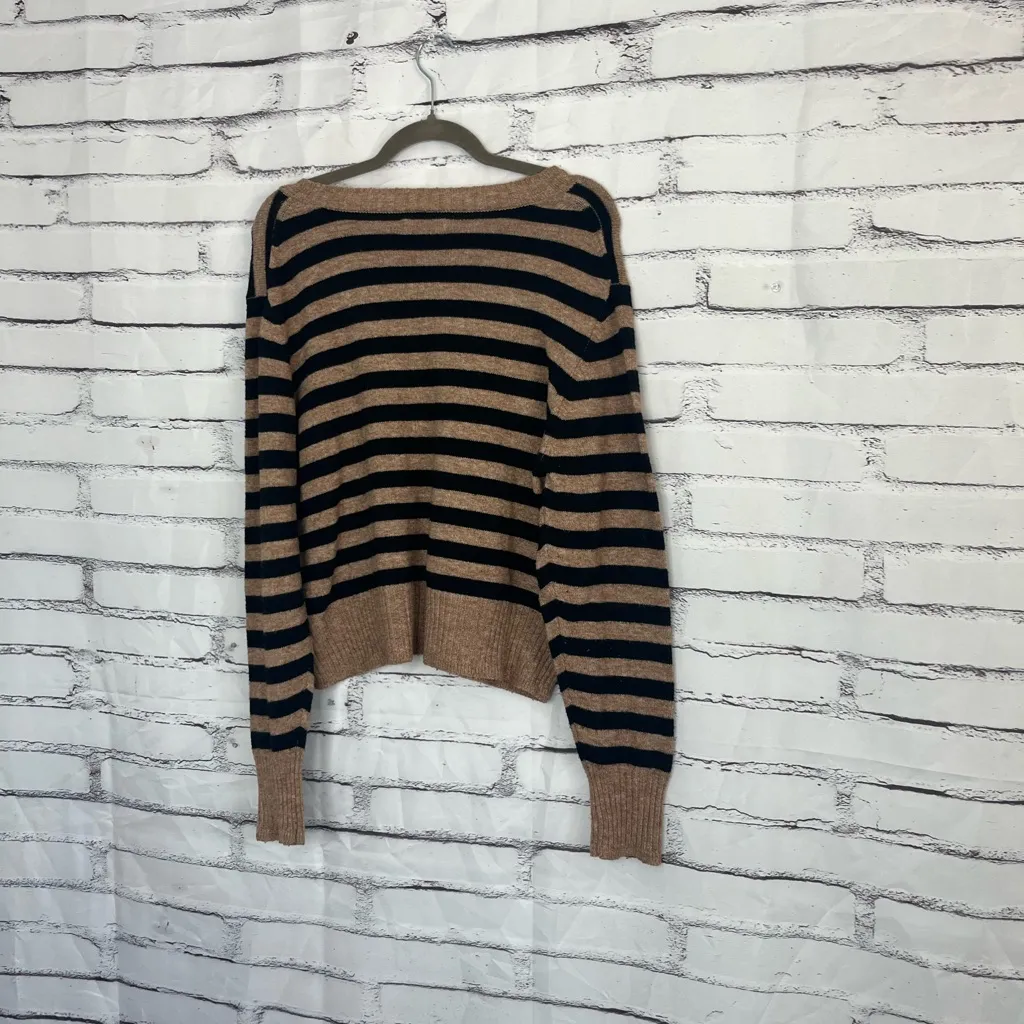 Sonoma XXL Pullover Sweater Black Tan Striped Knit Soft Relaxed Cozy Fall Layer - Image 9