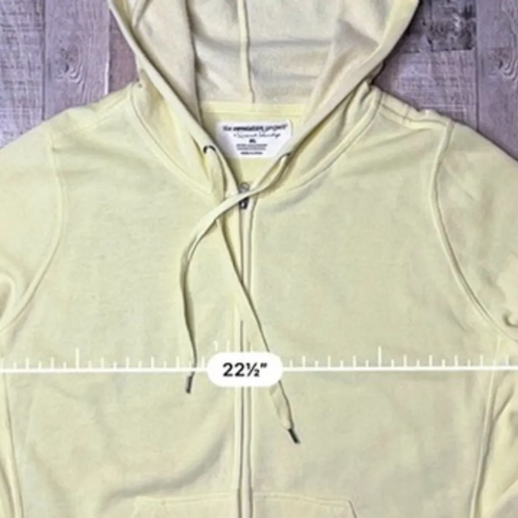 French Laundry Yellow Hoodie Zip Front Jacket Sweatshirt Fleece XL Casual NWT - Image 5
