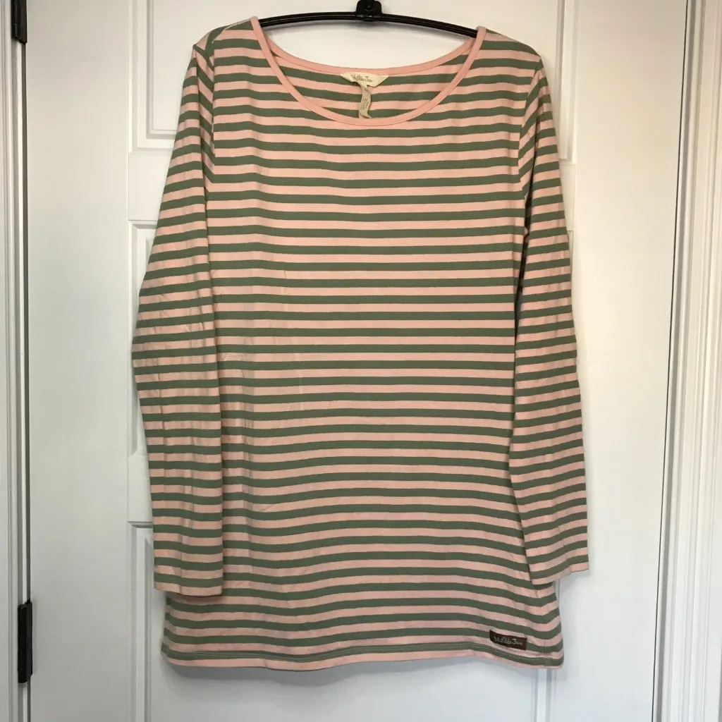 Matilda Jane Off The Grid Long Sleeve Tunic Top‎ Pink Green Stripes Women's M - Image 2