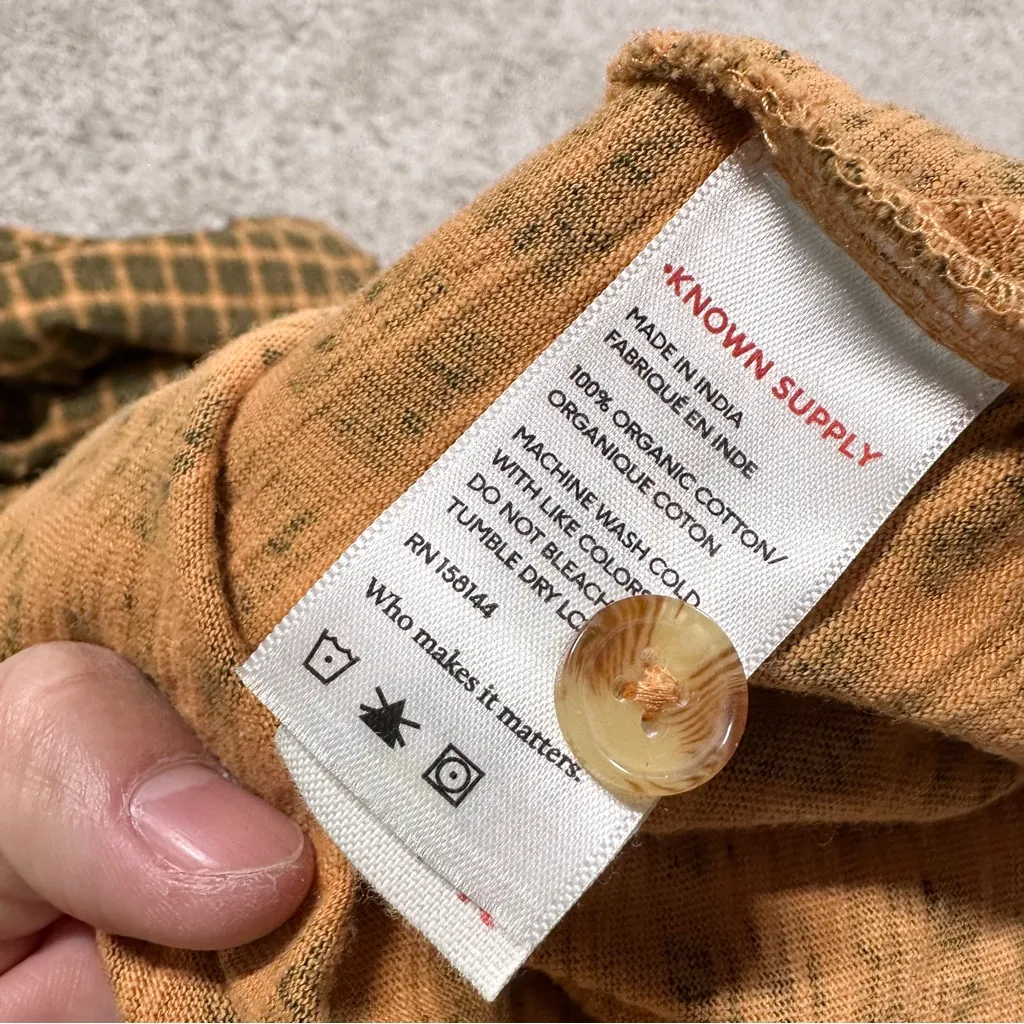 Known Supply Women’s Organic Cotton Cadence Overall Retro in Apricot Plaid M Yellow Size M - Image 12