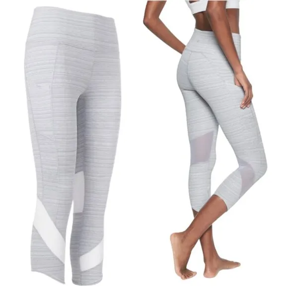 Athleta Women's Small High Rise Jacquard Mesh Chat to Town Capri Crop Leggings - Image 2