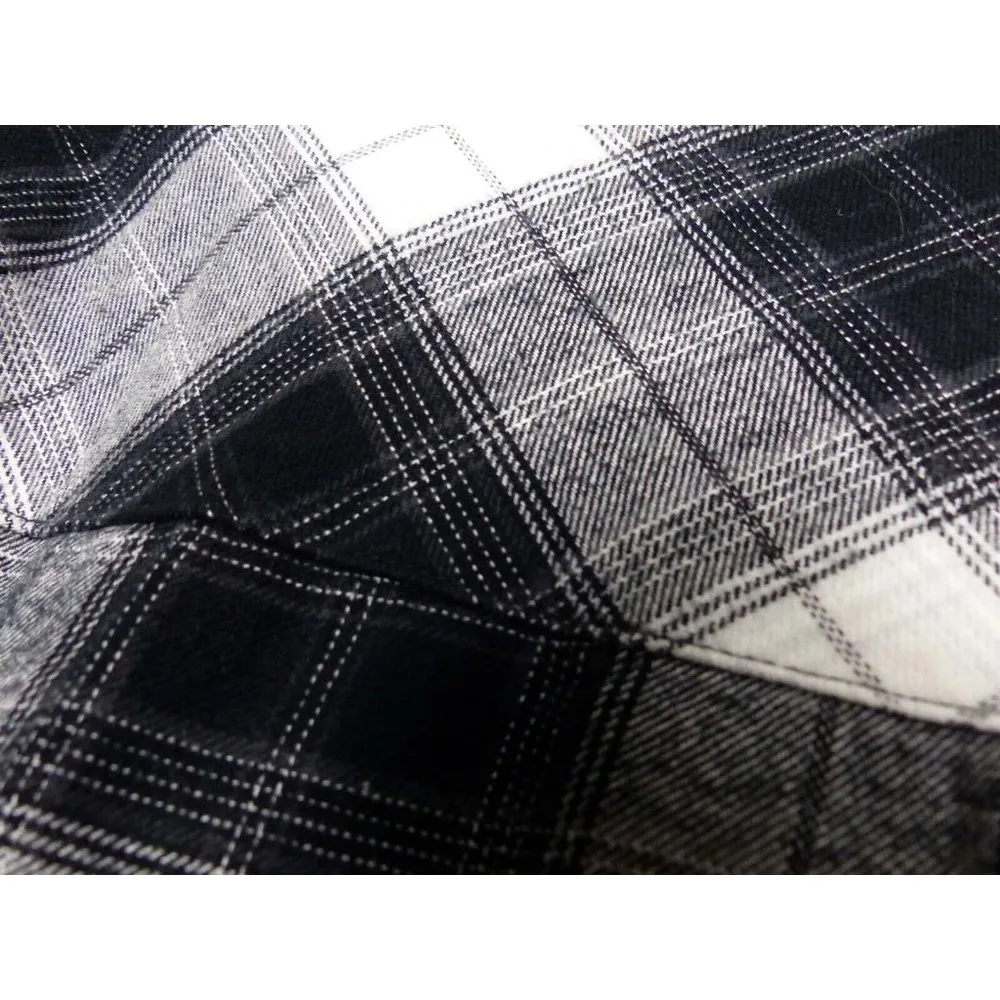 H&M Divided Womens Sz XS Plaid Flannel Oversized Shirt Chest Pockets Black White - Image 8