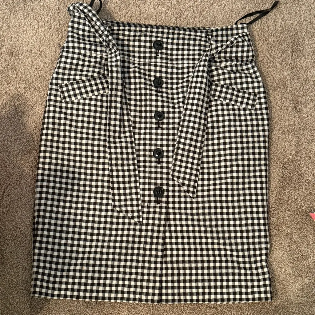 Jones New York Checkered Pencil Skirt with Tie Waist - Image 3