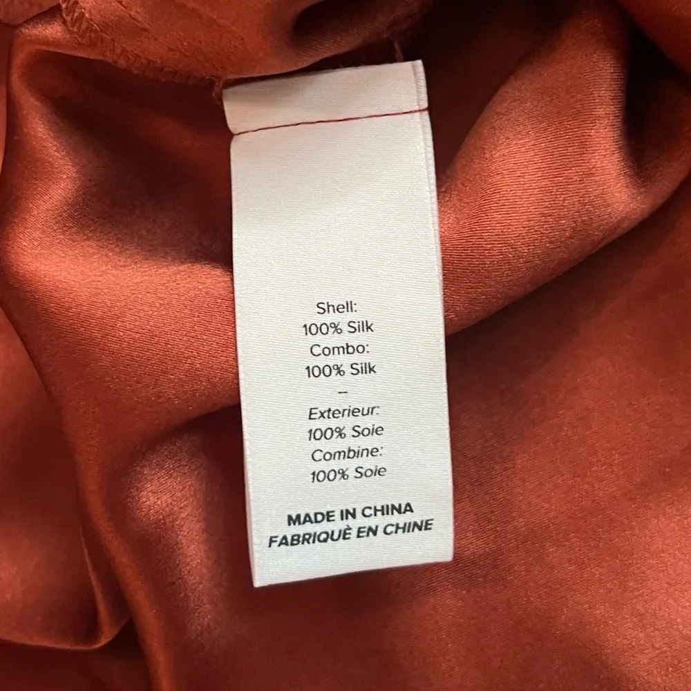 Cinq à Sept Burnt Orange Long Sleeve Ruffle Career 100% Silk Blouse Size S - Image 4